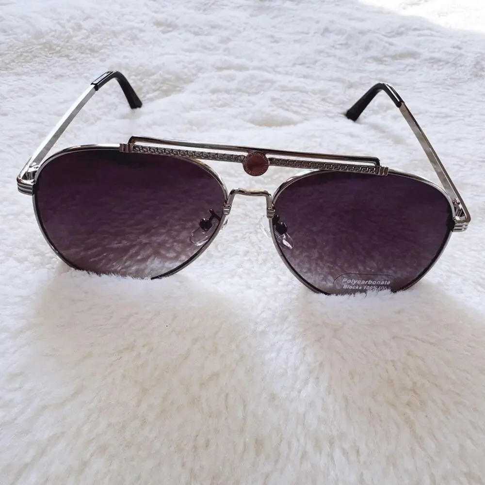 Doug Black W/ Silver Rim Aviator Sunglasses